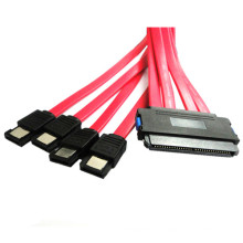 Red 3.3ft 32pin Sas to SATA Flat Cable